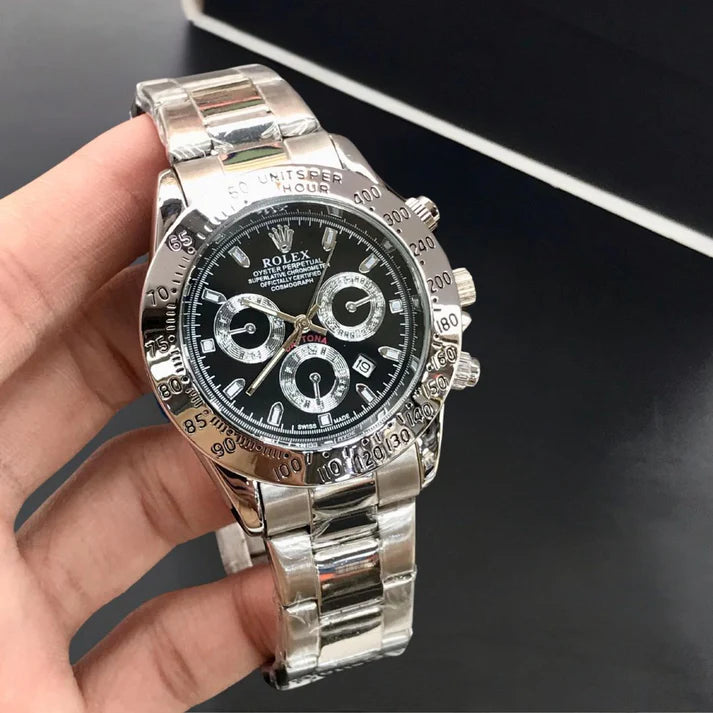 Rolex Daytona Silver Black Dial Watch